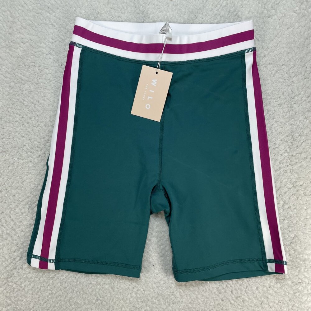 Wilo The Label Rib Green Pink 6.5” Bike Shorts Women’s XS NWT